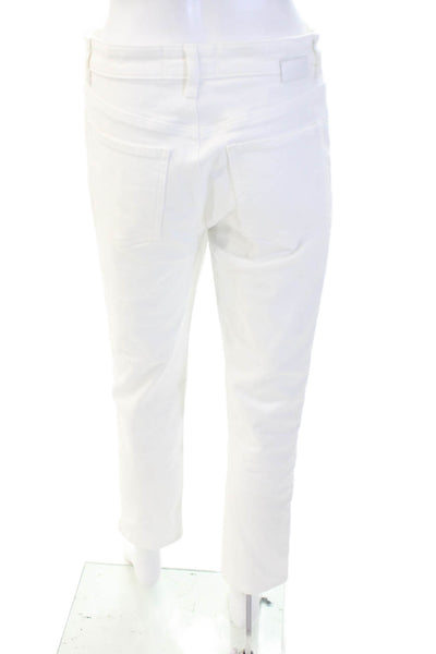 CQY Womens White Ankle Cropped Pants High Rise Cotton Blend Size 28