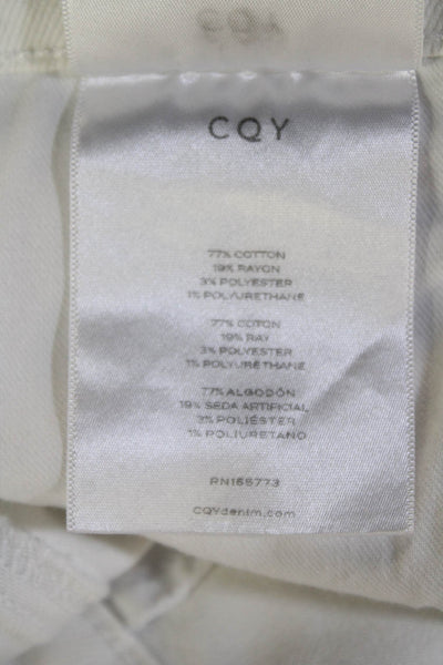 CQY Womens White Ankle Cropped Pants High Rise Cotton Blend Size 28