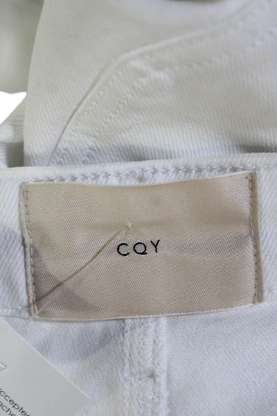CQY Womens White Ankle Cropped Pants High Rise Cotton Blend Size 28