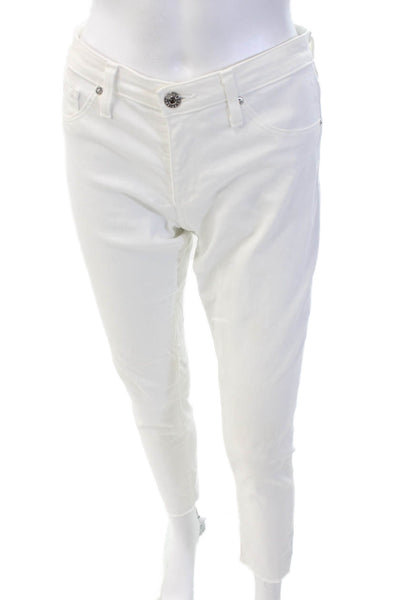 Adriano Goldschmied Womens Cropped Ankle Pants White Low Rise Button Size 28