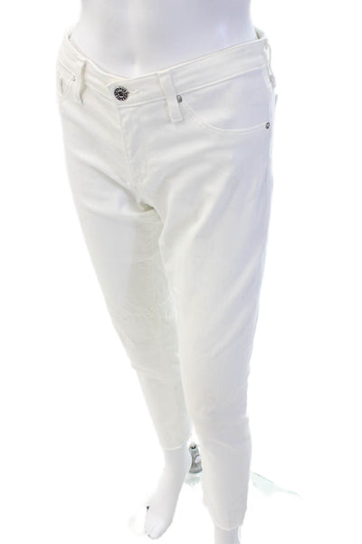 Adriano Goldschmied Womens Cropped Ankle Pants White Low Rise Button Size 28