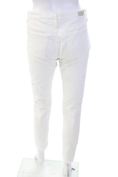 Adriano Goldschmied Womens Cropped Ankle Pants White Low Rise Button Size 28