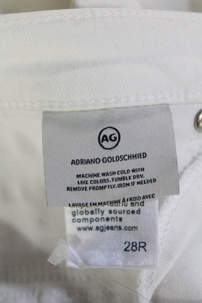 Adriano Goldschmied Womens Cropped Ankle Pants White Low Rise Button Size 28