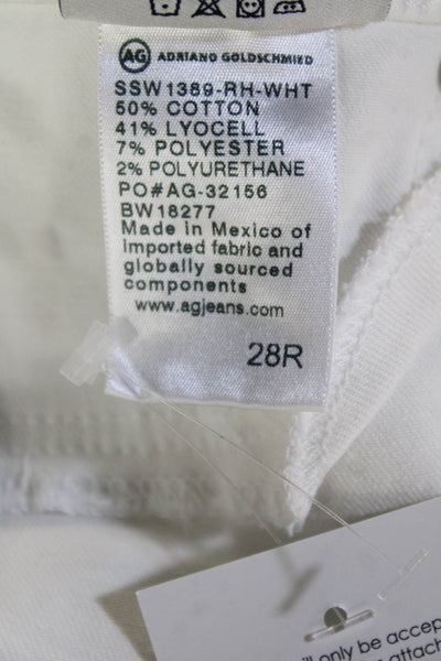 Adriano Goldschmied Womens Cropped Ankle Pants White Low Rise Button Size 28