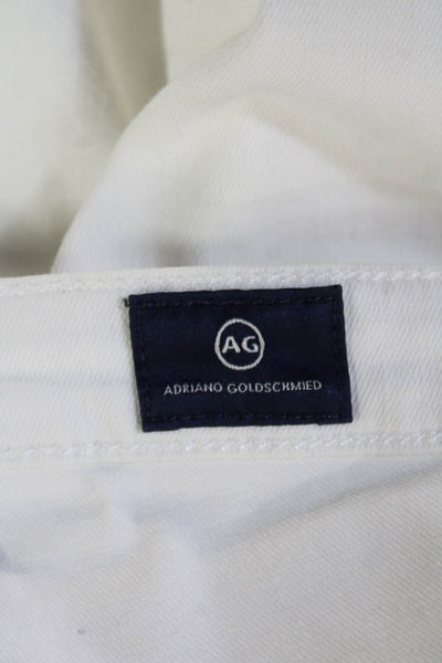 Adriano Goldschmied Womens Cropped Ankle Pants White Low Rise Button Size 28