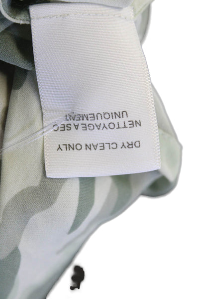 Joie Women Silk Green Camouflage Sleeveless Tank Top Round Neck Basic Size S