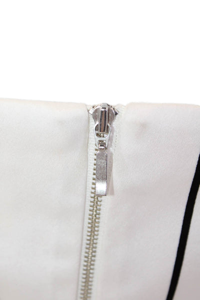 Keepsake, Women Cropped Striped White Sleeveless Tank Zip Size L
