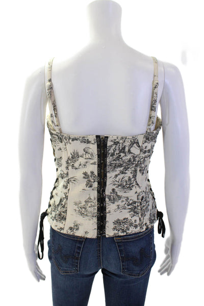Topshop Womens Sleeveless Graphic Beige Polyester Blend Hook & Eye Size 8