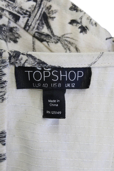 Topshop Womens Sleeveless Graphic Beige Polyester Blend Hook & Eye Size 8