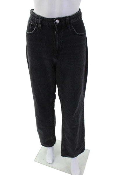 MNG Women Mom Jeans Black High Rise 30in 100% Cotton Size 30