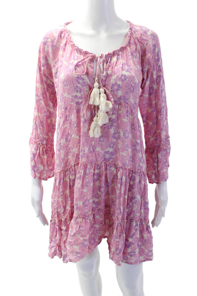 Cool Change Womens Kaftan Dress Pink Floral Knee Length Rayon Size S