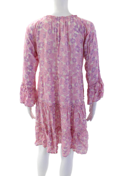 Cool Change Womens Kaftan Dress Pink Floral Knee Length Rayon Size S