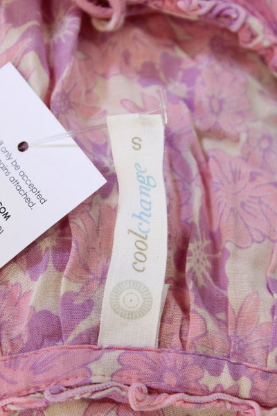 Cool Change Womens Kaftan Dress Pink Floral Knee Length Rayon Size S