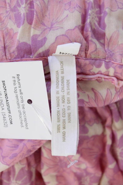 Cool Change Womens Kaftan Dress Pink Floral Knee Length Rayon Size S