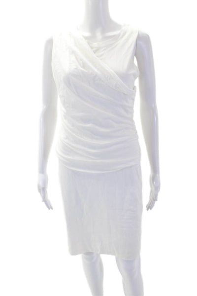 Theory Womens Sheath Dress White Mid-Calf Petite Size S