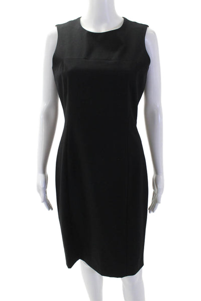 Zara Women Sheath Dress Black Sleeveless Round Neck Mid-Calf Size M