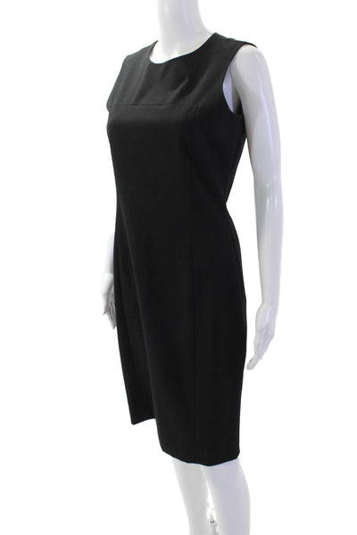 Zara Women Sheath Dress Black Sleeveless Round Neck Mid-Calf Size M