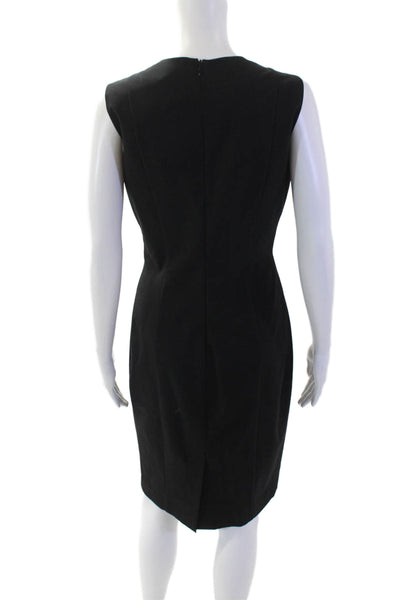 Zara Women Sheath Dress Black Sleeveless Round Neck Mid-Calf Size M