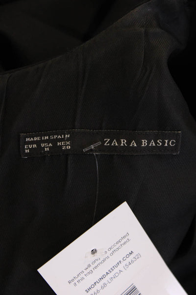 Zara Women Sheath Dress Black Sleeveless Round Neck Mid-Calf Size M