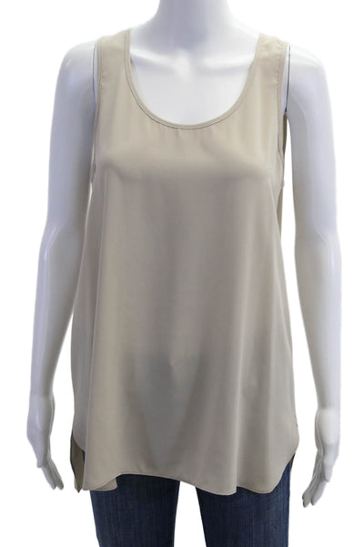 Lola & Sophie Women Basic Tank Sleeveless Beige Round Neck Size S