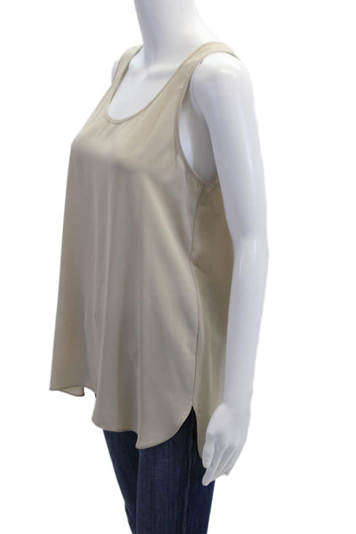 Lola & Sophie Women Basic Tank Sleeveless Beige Round Neck Size S