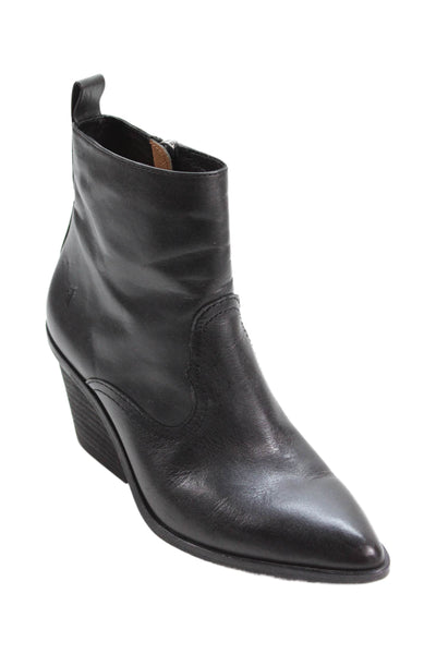 Frye Womens Textured Zip Block Heel Booties Black Size 6.5