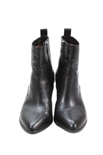 Frye Womens Textured Zip Block Heel Booties Black Size 6.5