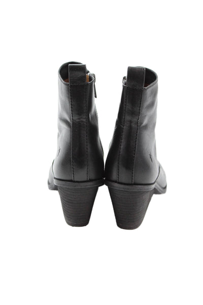 Frye Womens Textured Zip Block Heel Booties Black Size 6.5