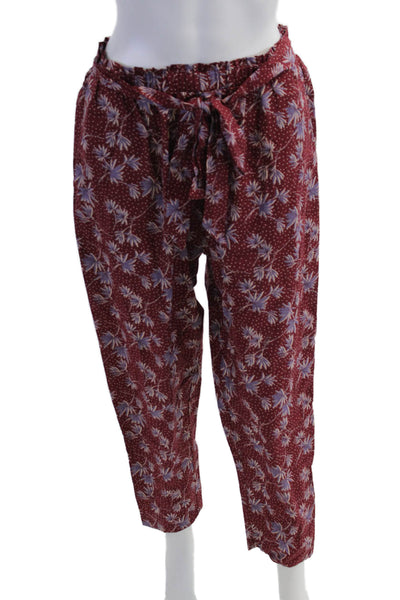 Eberjey Women Cropped Ankle Floral Cotton Pants Red Size S