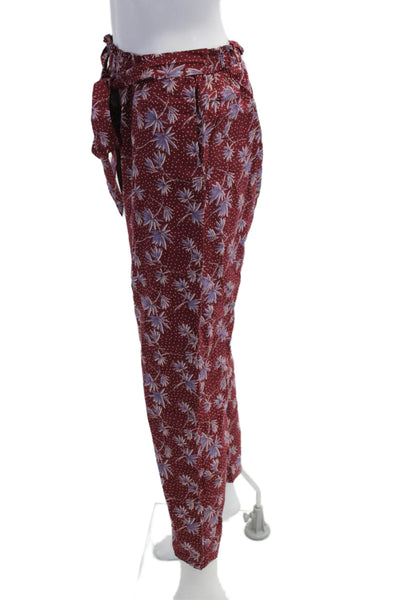 Eberjey Women Cropped Ankle Floral Cotton Pants Red Size S