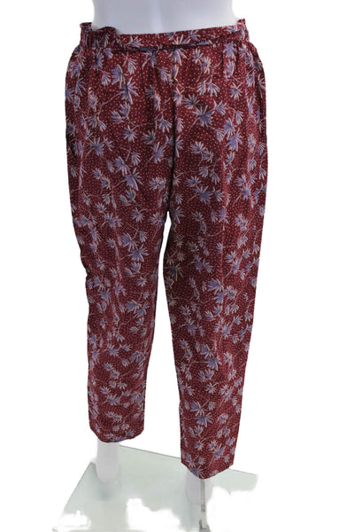 Eberjey Women Cropped Ankle Floral Cotton Pants Red Size S