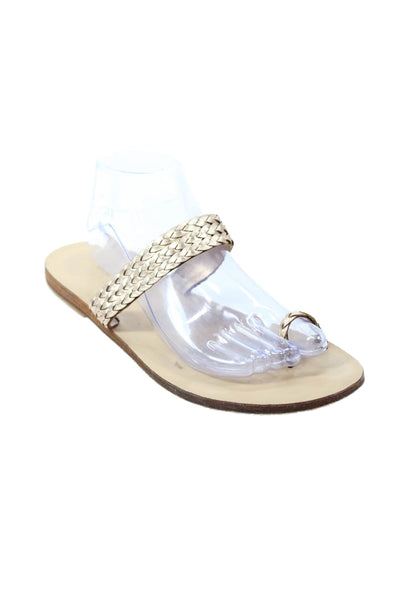 Valia Gabriel Womens Textured Toe Strap Flip Flips Nude Size EUR 41