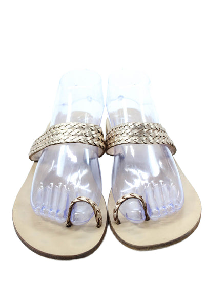 Valia Gabriel Womens Textured Toe Strap Flip Flips Nude Size EUR 41