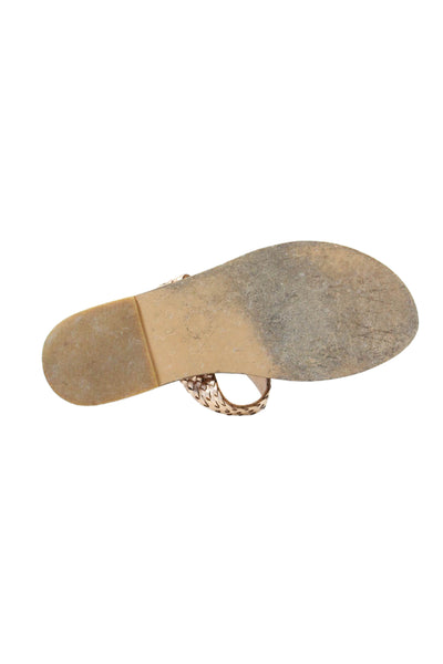 Valia Gabriel Womens Textured Toe Strap Flip Flips Nude Size EUR 41
