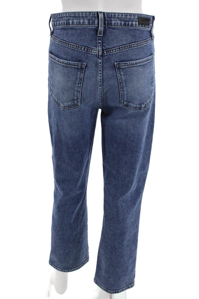 Le Jean Women Cropped Straight Dark Blue High Waist Jeans Size 28
