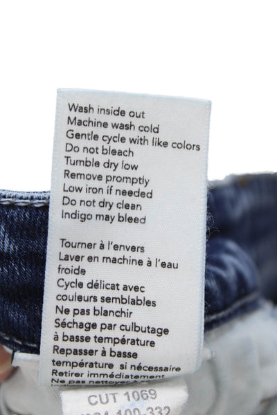Le Jean Women Cropped Straight Dark Blue High Waist Jeans Size 28
