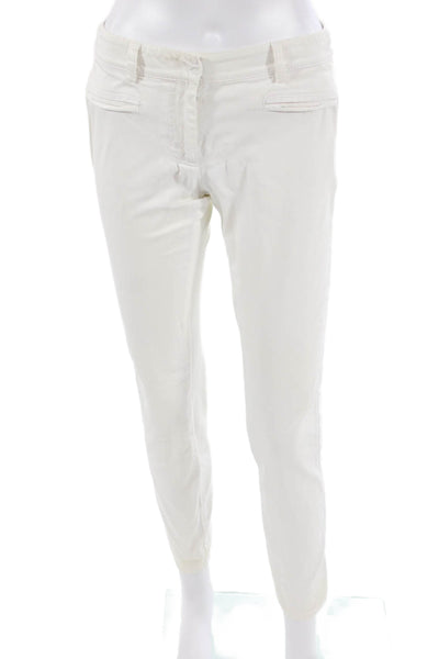 RED Valentino Women White Ankle Cropped Pants Cotton Blend Button Size 28