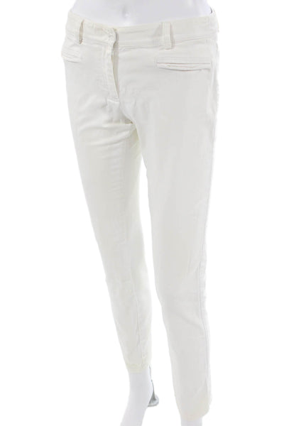 RED Valentino Women White Ankle Cropped Pants Cotton Blend Button Size 28