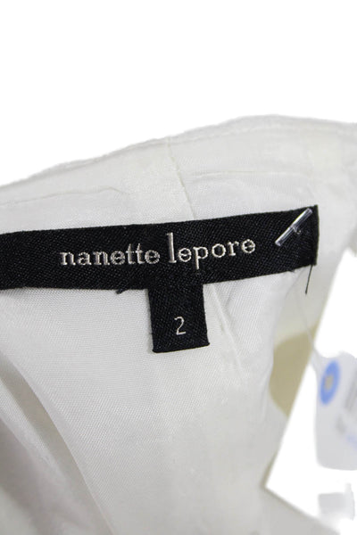 Nanette Lepore Womens Straight Pencil Cotton Skirt White Size 2