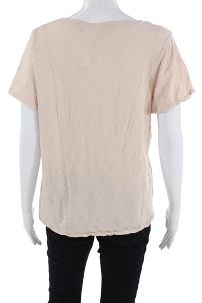 J Crew Women Basic Beige Cotton Round Neck Short Sleeve T-Shirt Size XL