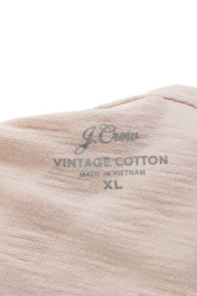 J Crew Women Basic Beige Cotton Round Neck Short Sleeve T-Shirt Size XL