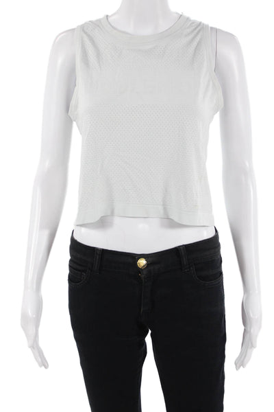 Lululemon Women Cropped Jersey Tank White Crewneck Nylon Blend Size S