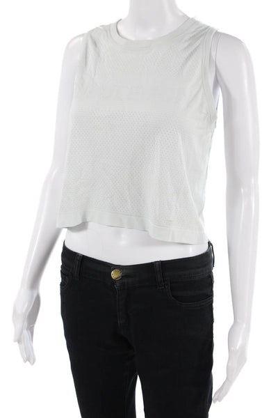 Lululemon Women Cropped Jersey Tank White Crewneck Nylon Blend Size S
