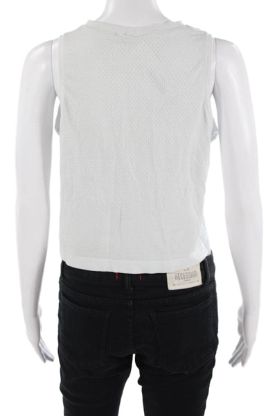 Lululemon Women Cropped Jersey Tank White Crewneck Nylon Blend Size S