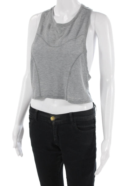 Lululemon Womens Cropped Tank Gray Nylon Blend Crewneck Sports Size S