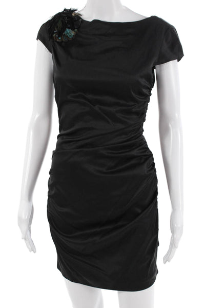 Ali Ro Womens Bodycon Mini Dress Black Silk Short Sleeve Size 4