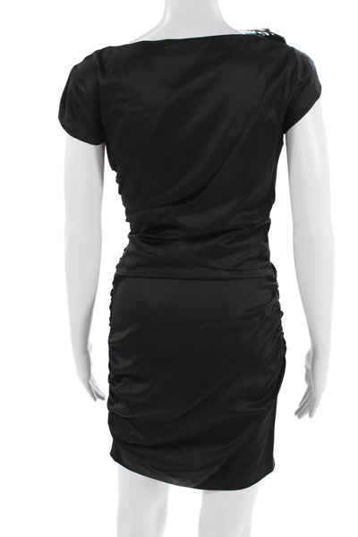 Ali Ro Womens Bodycon Mini Dress Black Silk Short Sleeve Size 4