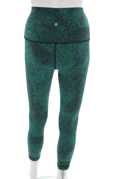 Lululemon Womens Cropped Ankle Leggings Green Nylon Size 4