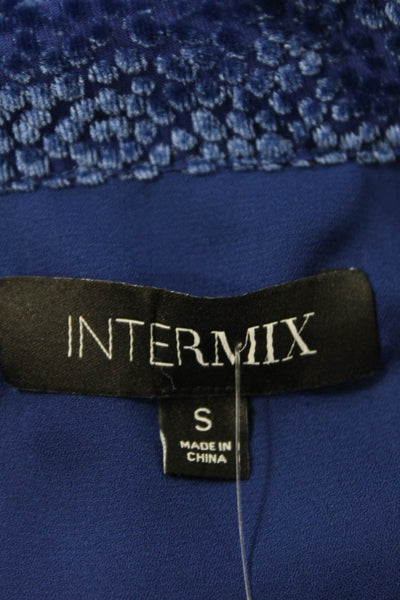 Intermix Women Blue V-Neck Tie-Front Bohemian Long Sleeve Blouse Size S