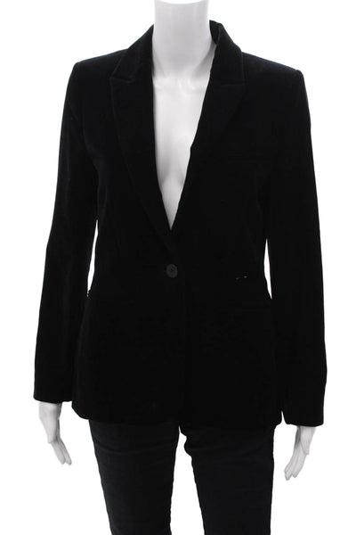Cefinn Women Black Cotton Collared Button Blazer Long Sleeve Size 4